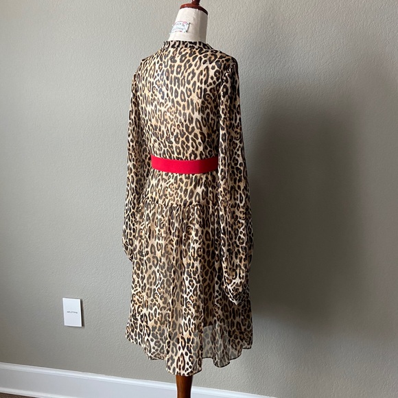 ❌SOLD❌ Chiffon Leopard-print Puff-sleeved Dress - Picture 9 of 16